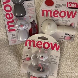 Joie Meow Cat Measuring Spoons Set - kitchen timer and bag clips